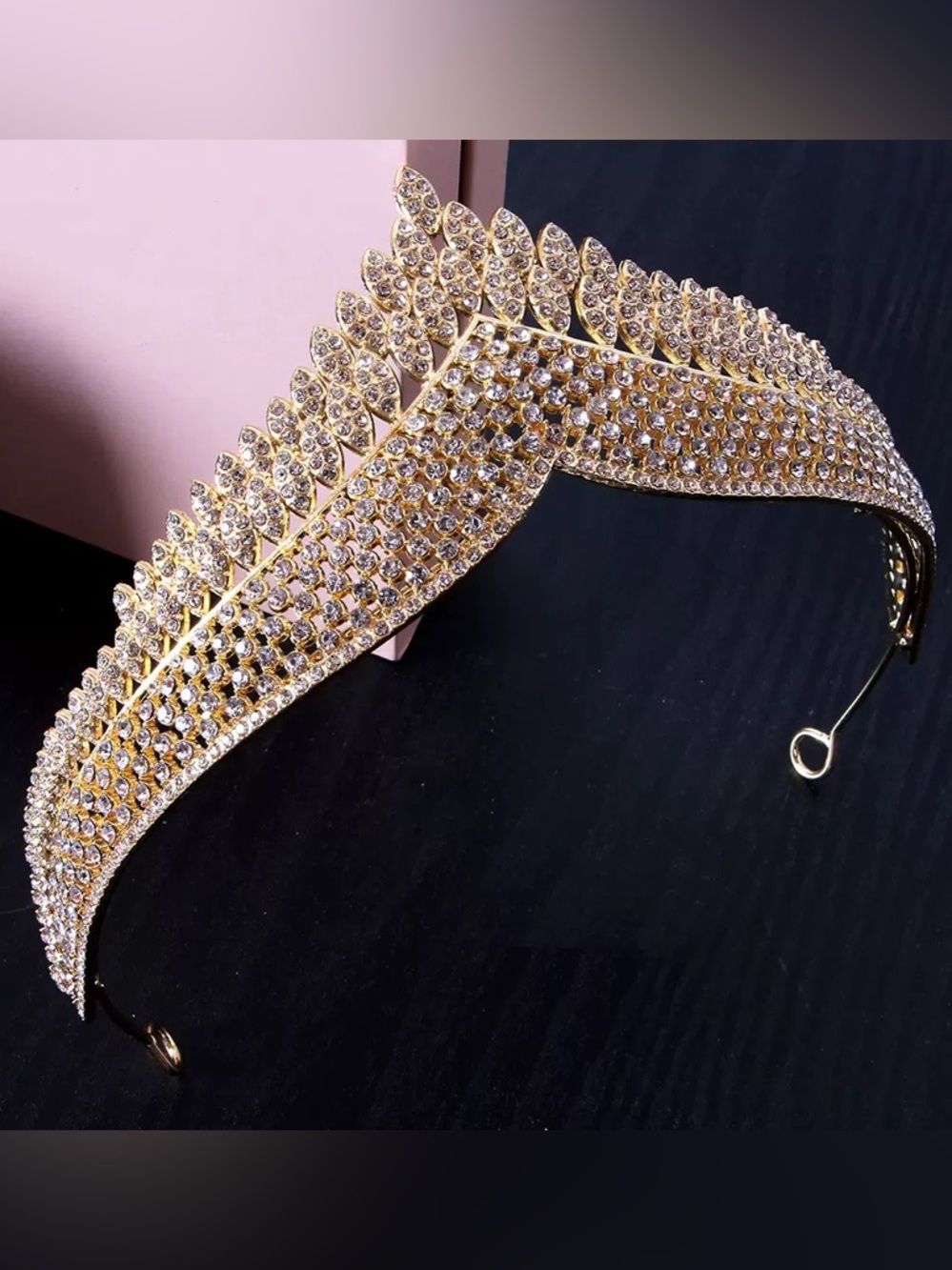 Gold Crystal Leaf Bridal Headband - Elegant Gold Hair Accessory